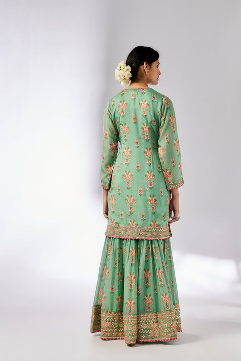 Sadhna Sharara Set - Mint